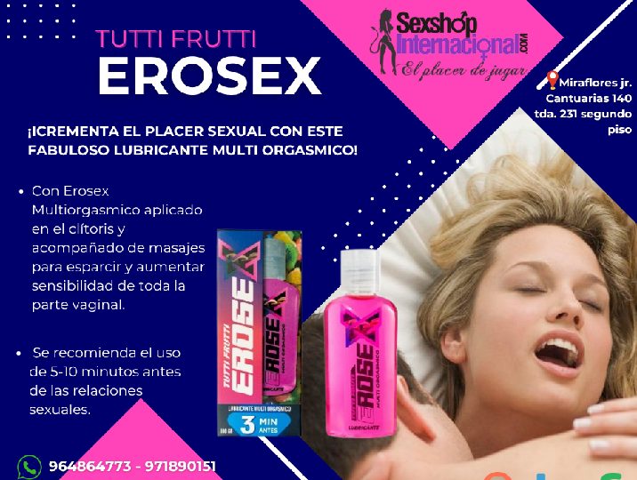 LUBRICANTE ORGASMICO EROSEX TUTTI FRUTTI SEXSHOP MIRAFLORES EN ESPAÑA