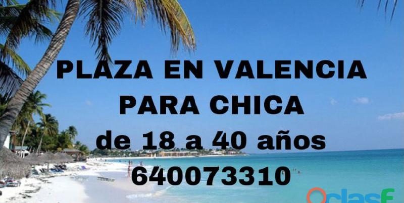 TURNO DE DIA, SIN ALOJAMIENTO PLAZA EN VALENCIA